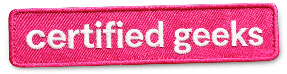 Embroidered 'certified geeks' patch
